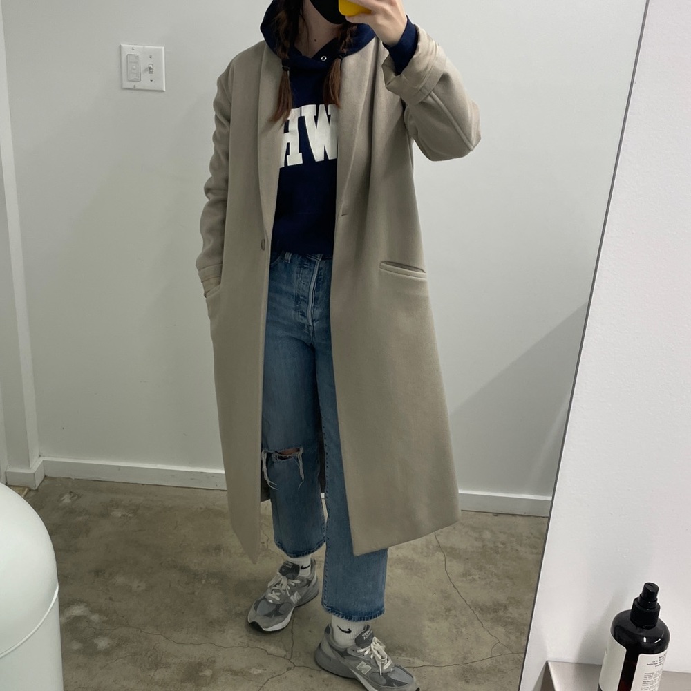 NWT LAPOINTE Single Breasted Wool Coat **GRAY! NO FUR!